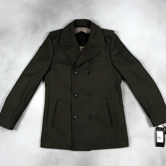 Black Rivet Other - Black Rivet Army Green Double Breasted Mens Coat M
